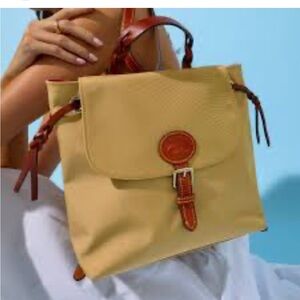 DOONEY &BOURKE Elegant Tan NYLON FLAP BACK PACK LEATHER STRAPS